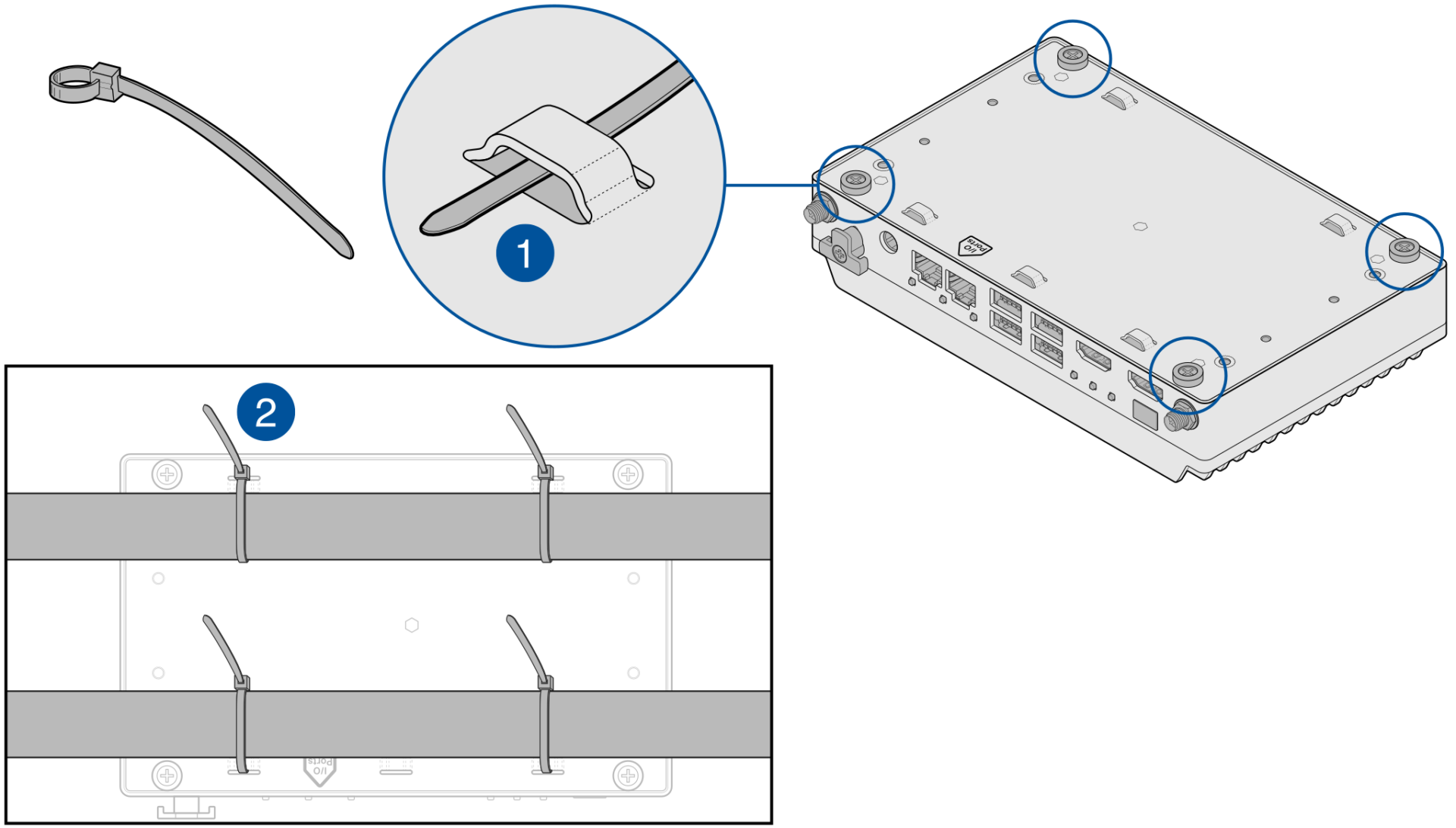 Montage mittels Kabelbinder